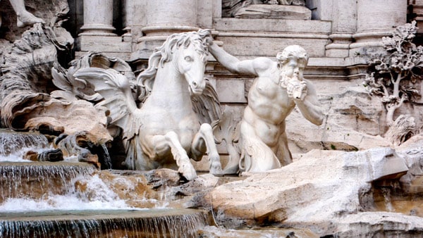 Trevi fountain sculpture horses Gods
