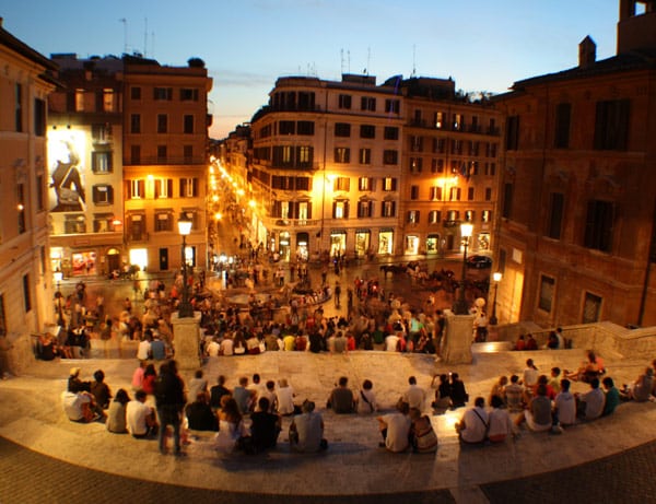Tourists at the Spanish Steps in Rome