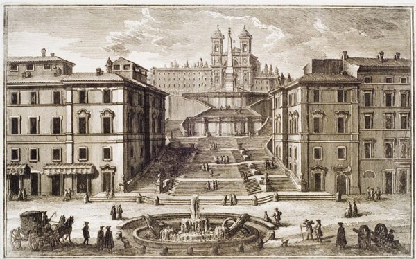 Construction of the Spanish Steps in Rome
