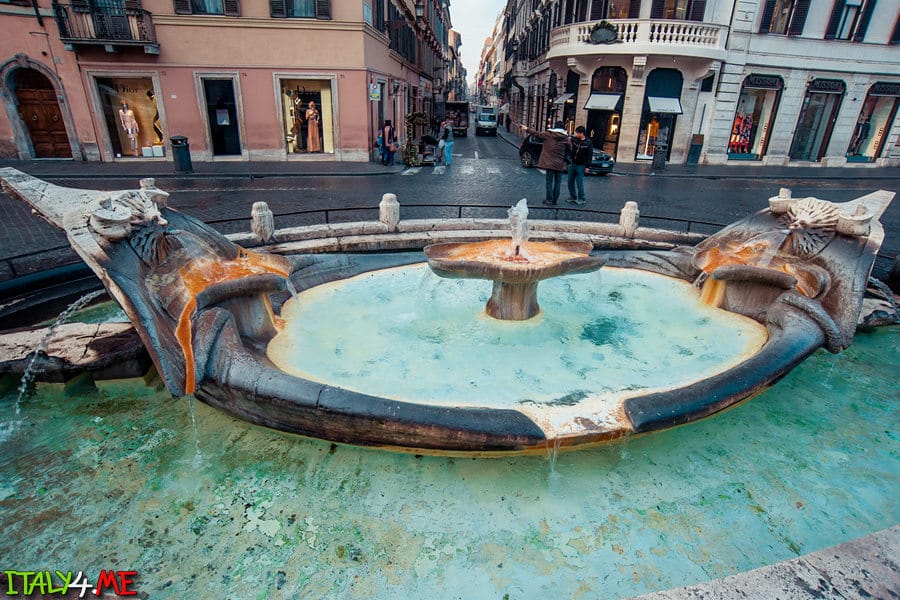 Barcaccia fountain near the Spanish Steps in Rome