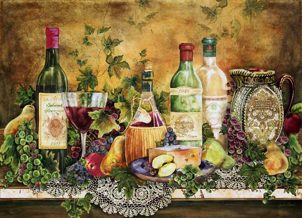 Painting of the best wines of Tuscany