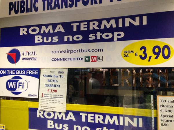 Ciampino tickets to Termini by public transport
