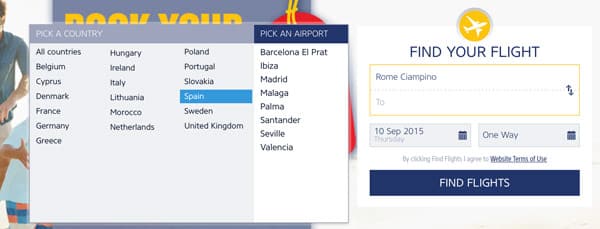 Ryanair Flight Destinations from Rome Ciampino Airport