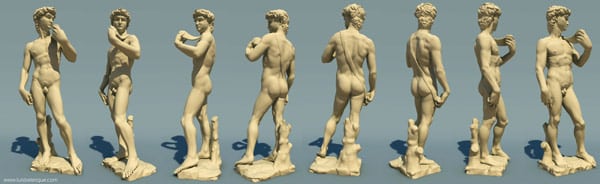 David by Michelangelo statue from different perspective