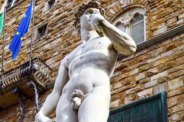 A copy of David is in Piazza della Signoria in Florence