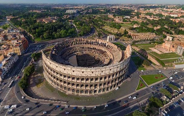 Top view of the Colosseum in Rome