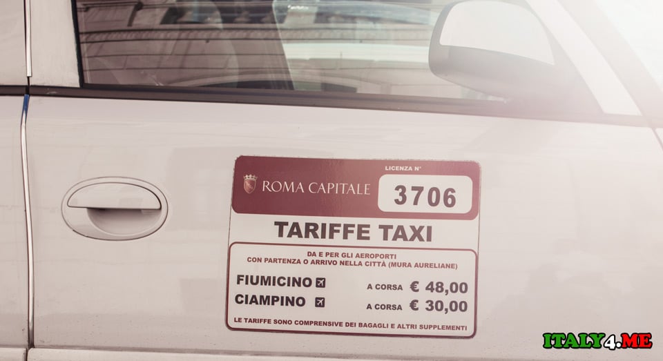 taxi in Rome Fiumicino price