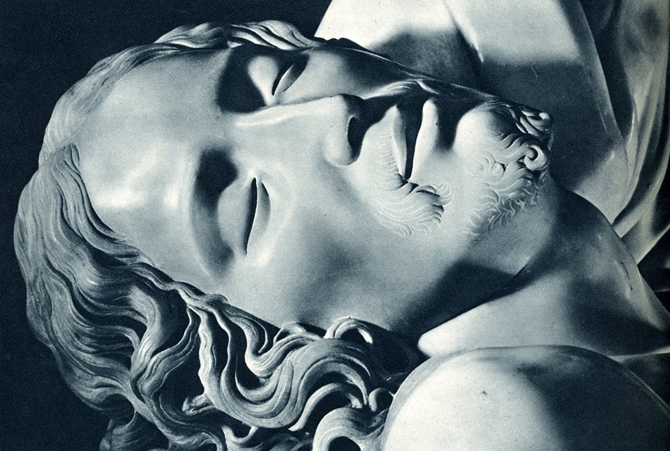 Christ's face sculpture Michelangelo's Pieta