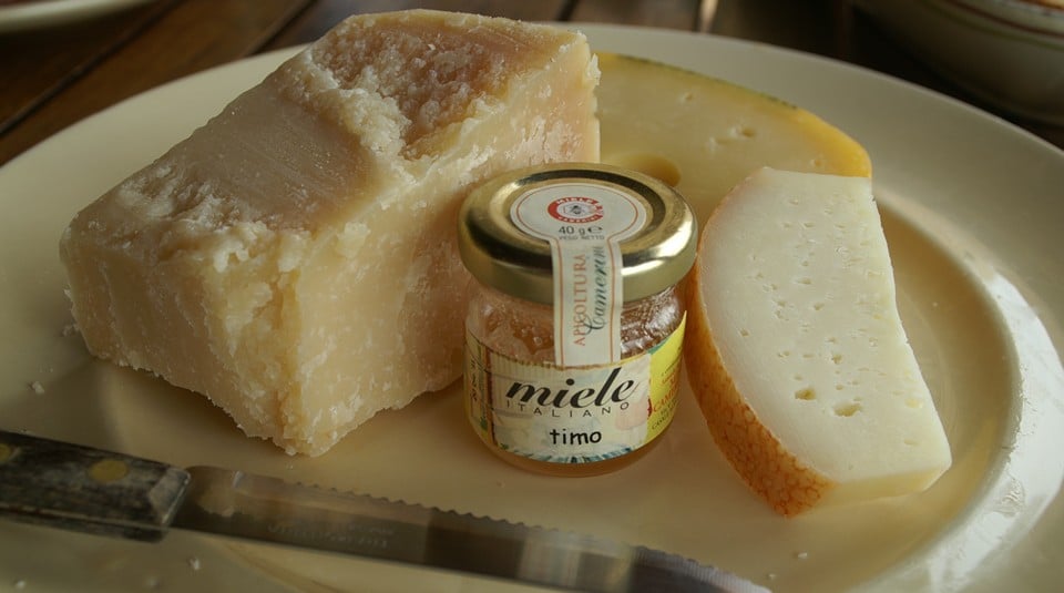 Pecorino Romano cheese with honey