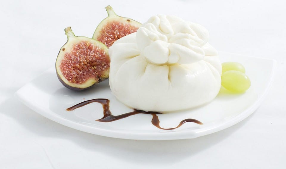 Burrata is a soft, delicate cheese with a milky fresh taste.