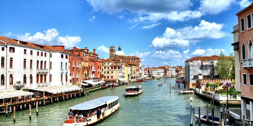 VENICE ITALY VENICE Vaporetto or waterbus carrying tourists and