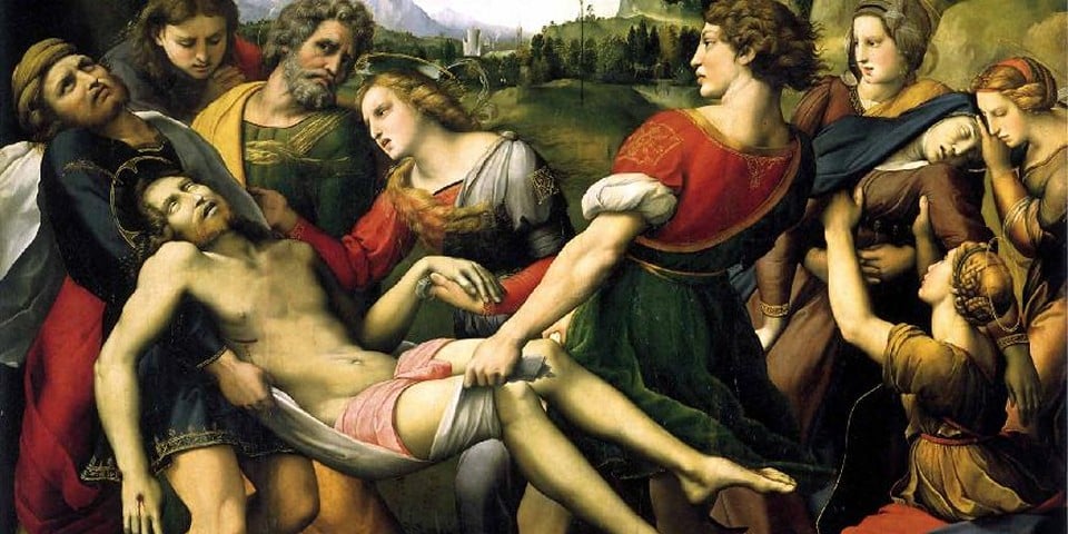 The painting "The Entombment" by Rafael Santi