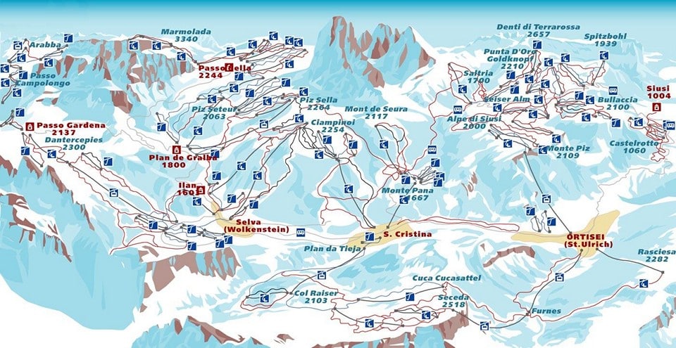 Val Gardena trail map