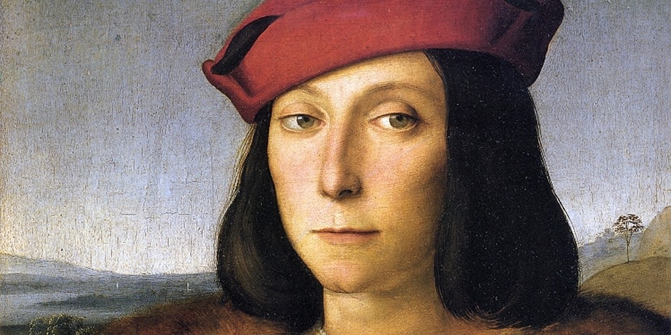 Portrait of a young man by Rafael Santi Uffizi Gallery Florence