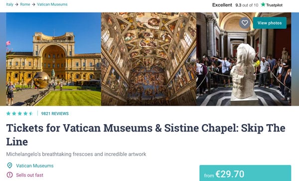 Last-minute tickets to the Vatican museums by agency