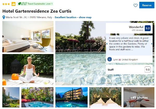 3-star Hotel in Merano Gartenresidence Zea Curtis