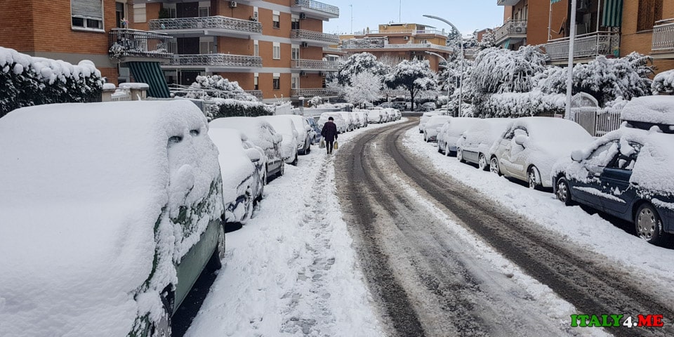 Roads in Rome after the snowfall