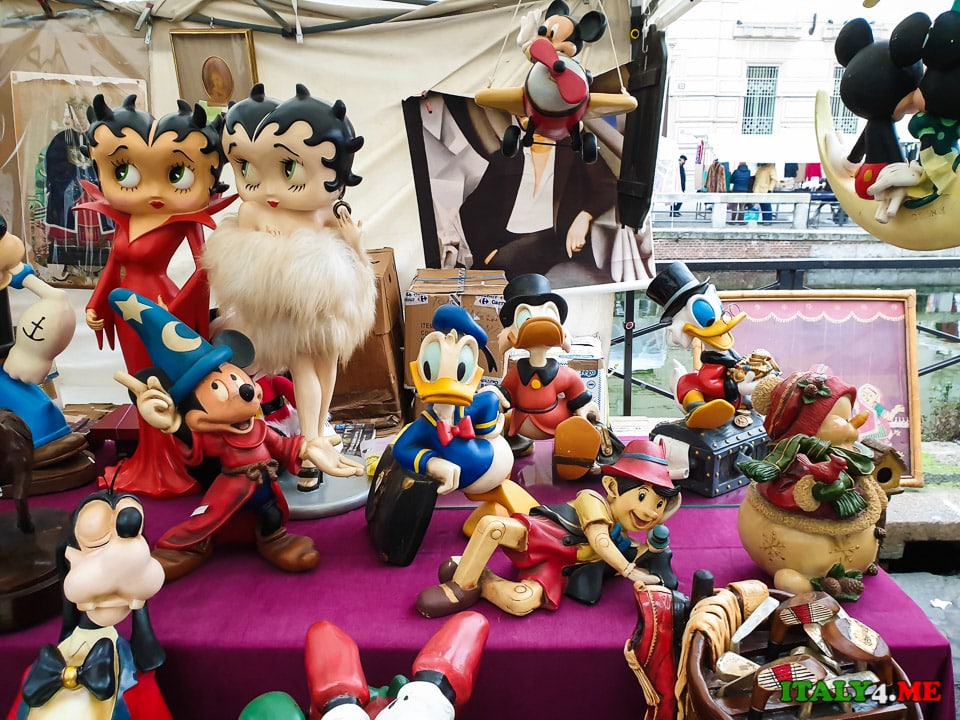 Disney toys at flea market in Italy