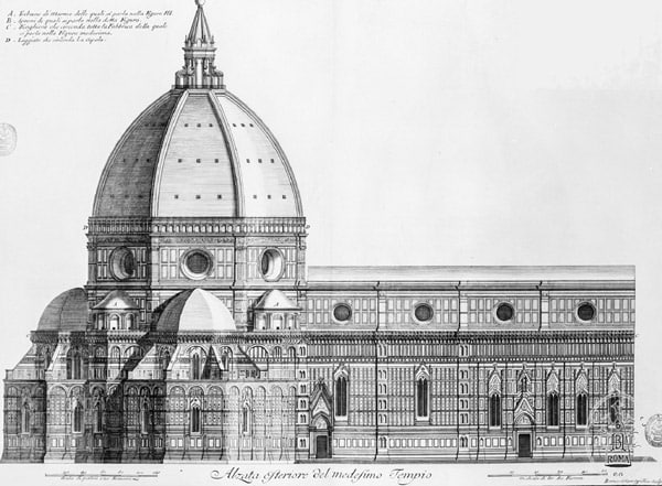 Drawing of the Cathedral of Santa Maria del Fiore in Florence