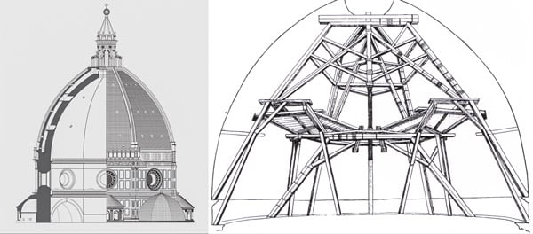 Drawings of Brunelleschi's dome in Florence