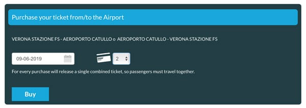 Purchase ticket from Verona Airport on official website