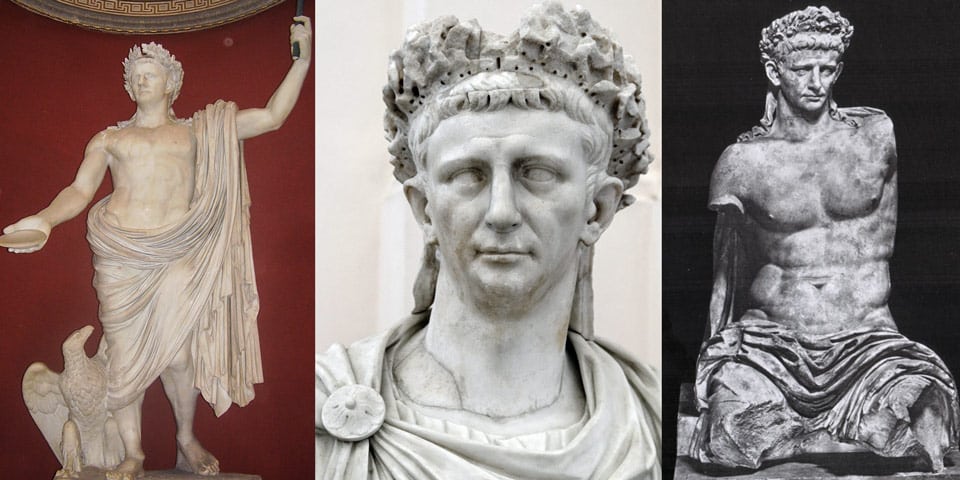 the statue of the emperor Claudius consists of his head and the ideal figure of the Greek god Jupiter