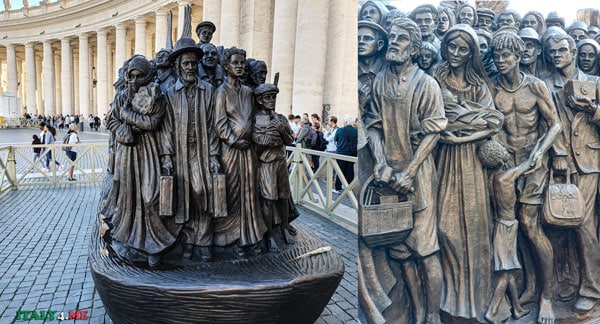 Monument to migrants and refugees in St. Peter's Square Vatican City