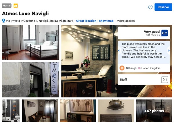 Atmos Luxe Navigli Hostel in Milan