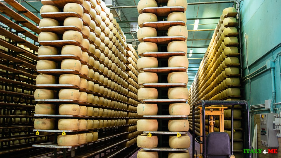 aging warehouse for Parmigiano Reggiano in Italy