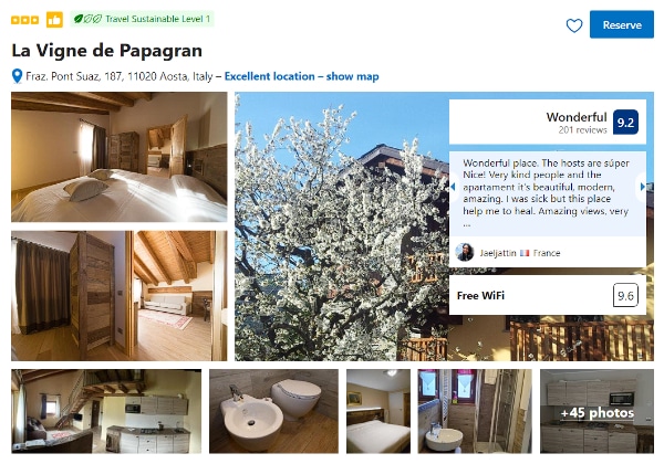 Apartments in Aosta La Vigne de Papagran