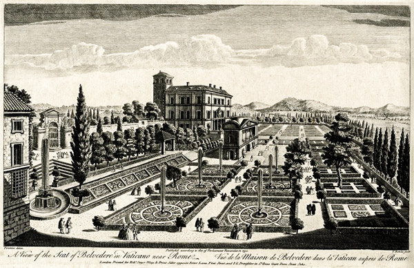 etching Piranesi Belvedere in the Vatican