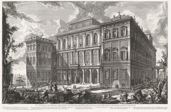 Engraving Piranesi Palazzo Barberini (Palazzo Barberini) in Rome