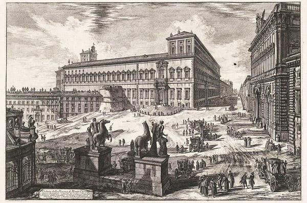 Etching Piranesi Piazza del Quirinale (Piazza del Quirinale) in Rome