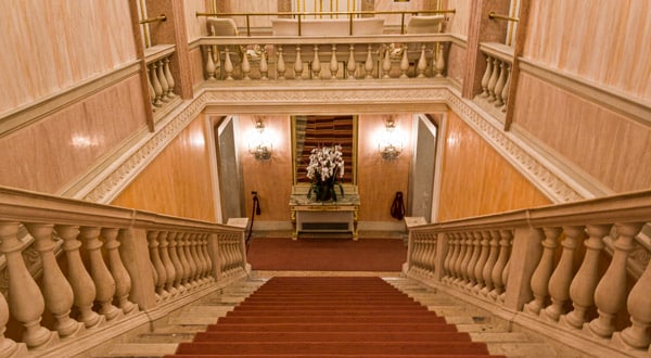 Central entrance staircase of Fenice Opera House in Venice