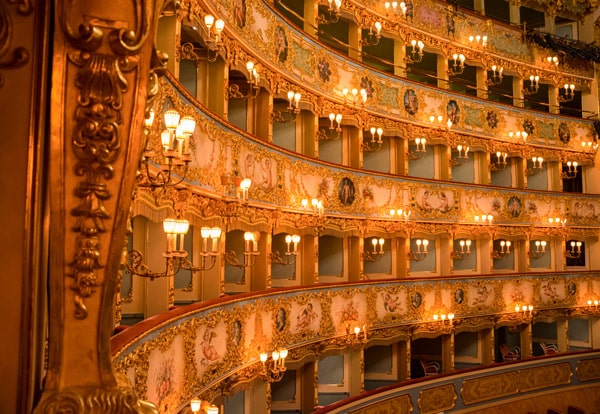 Interior of the Fenice theater hall in Venice