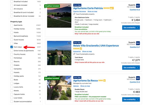 farm stays in Italy booking