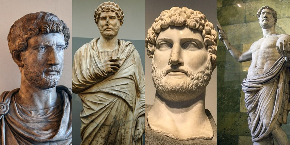 Appearance of Emperor Hadrian busts and statues