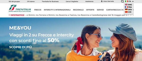Trenitalia official website head