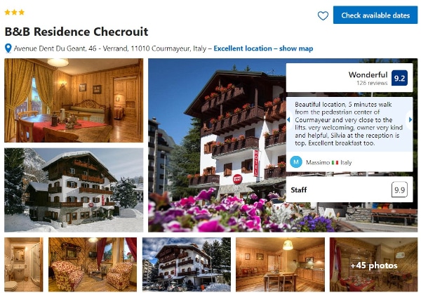 B&B hotel in Courmayeur Residence Checrouit