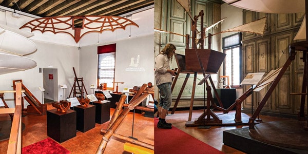 Inventions of Leonardo da Vinci in a museum in Venice