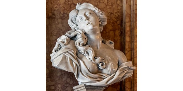 bust of the languid Lucrezia in the 17th-century art museum of Ca Rezzonico Venice