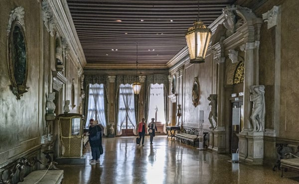 Reception for guests in the Palazzo Ca Rezzonico in Venice