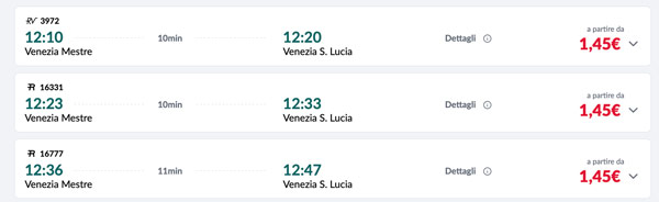 Venezia Mestre Venezia Santa Lucia Train Shedule Ticket Price