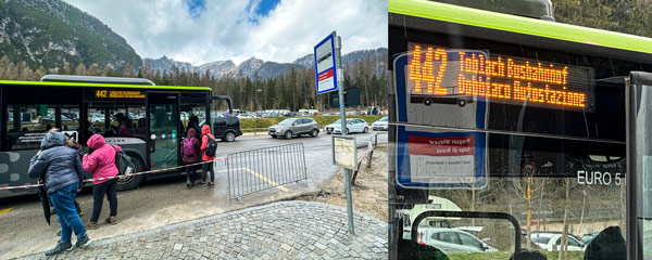 Bus stop at Lake Braies in Italy route 442 Dobbiaco Toblach