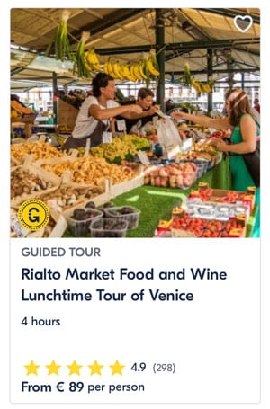 Rialto Market Food and Wine Lunchtime Guided Tour of Venice
