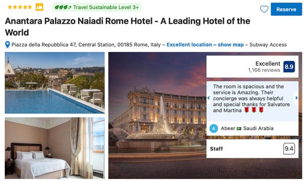 Anantara Palazzo Naiadi Hotel near Termini Railway Station Rome