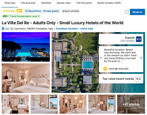 La Villa Del Re Best 5 star Hotel in Sardinia